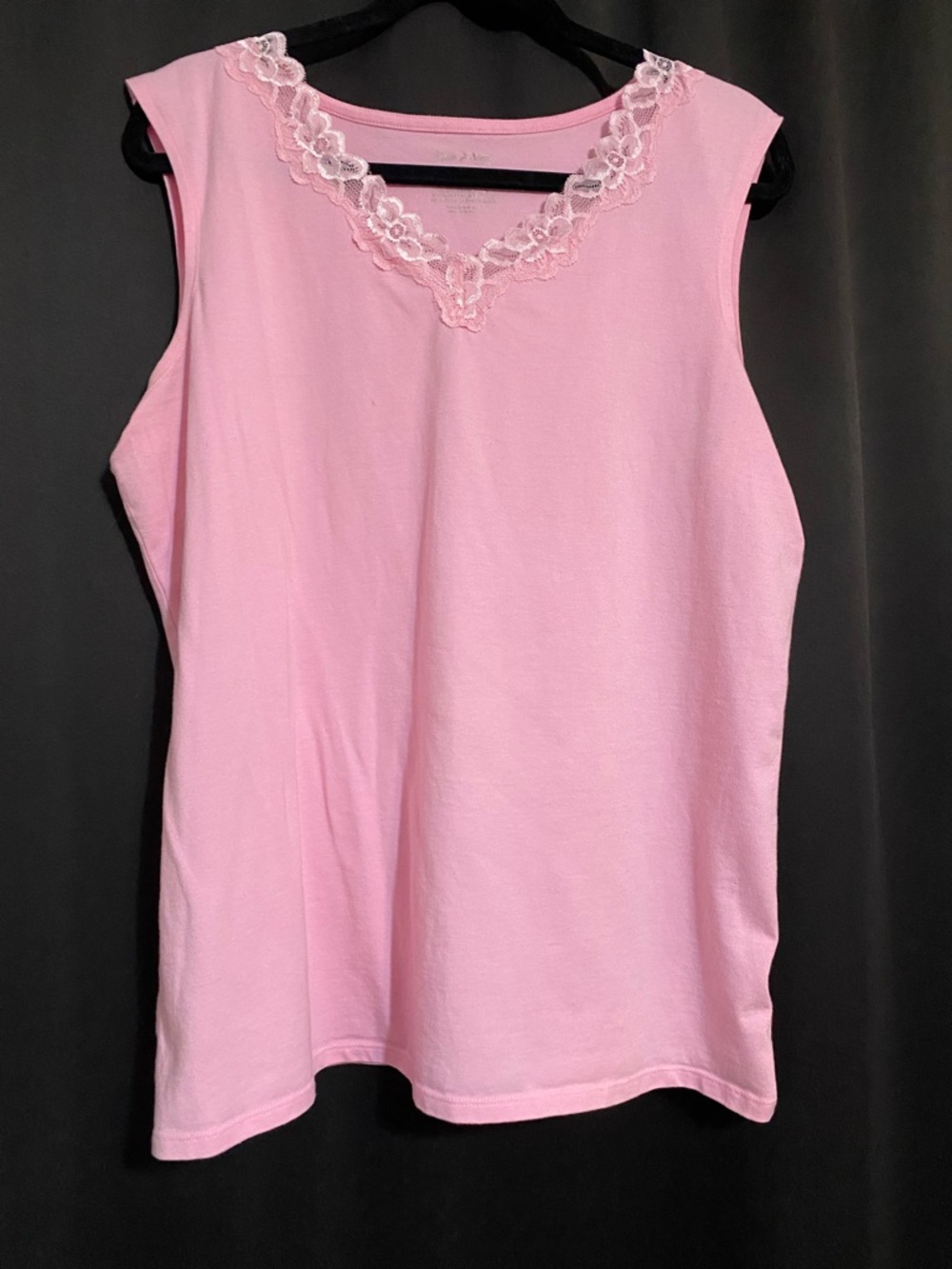 Bubblegum Pink Lace-Trim Tank Top